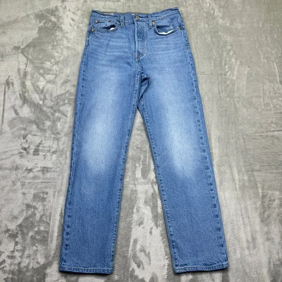 Levi's Wedgie Straight Jeans High Rise Button Fly Denim Casual Sz 26 Grunge Boho - Picture 1 of 14